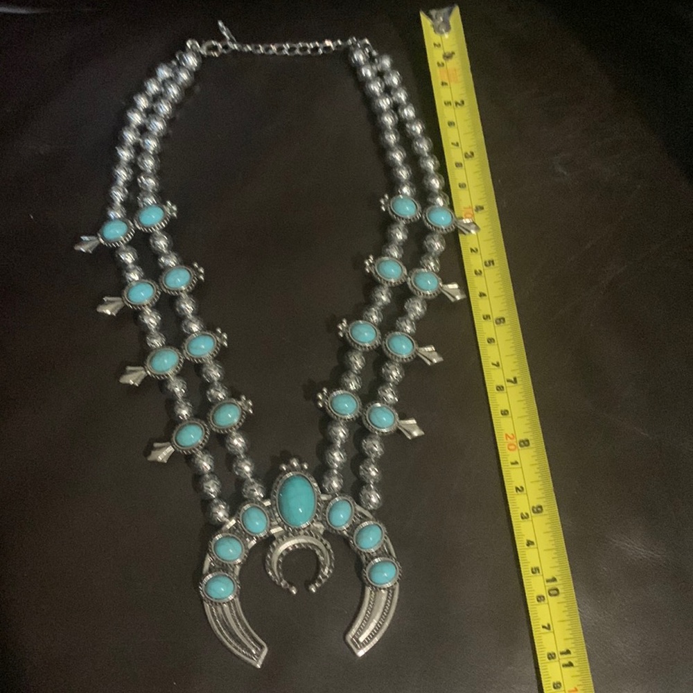 Costume jewelry turquoise, and silver color